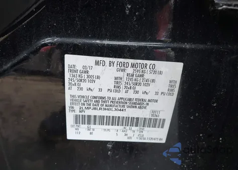 2017 Lincoln Mkx Reserve z USA, uszkodzony, nr VIN 2LMPJ8LR3HBL30441